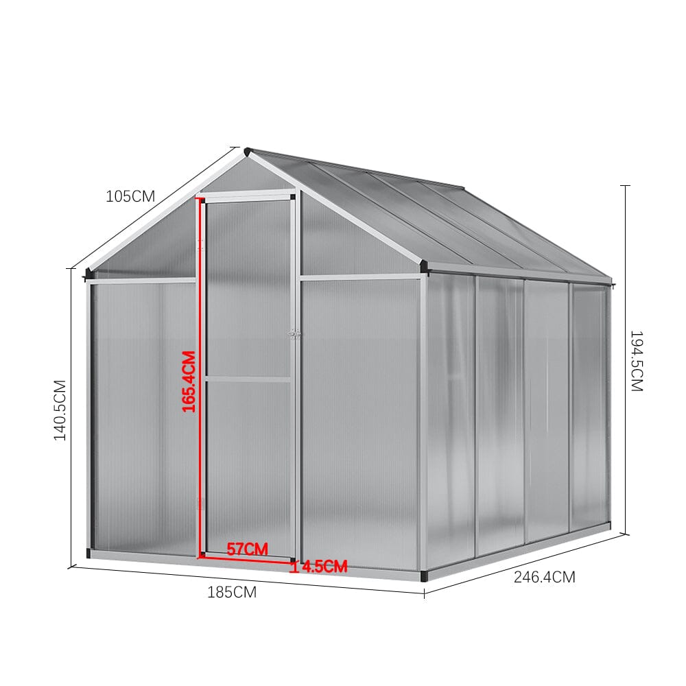 Aluminium Polycarbonate Apex Greenhouse Living and Home 