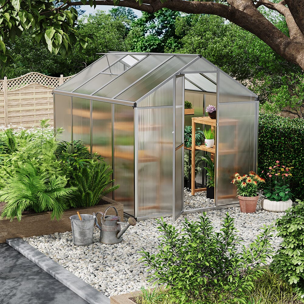 Aluminium Polycarbonate Apex Greenhouse Living and Home 