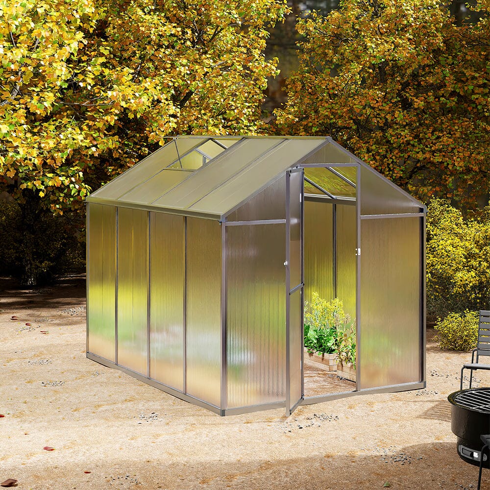 Aluminium Polycarbonate Apex Greenhouse Living and Home 