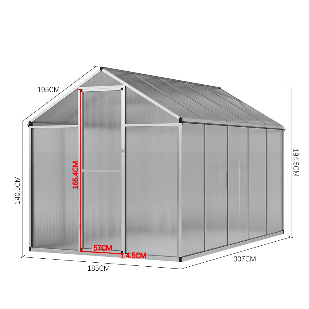 Aluminium Polycarbonate Apex Greenhouse Living and Home 
