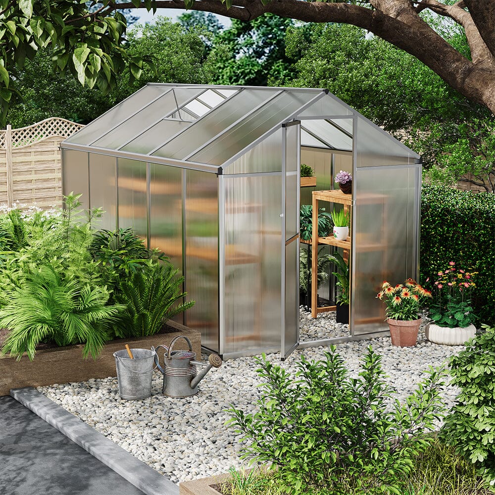 Aluminium Polycarbonate Apex Greenhouse Living and Home L 