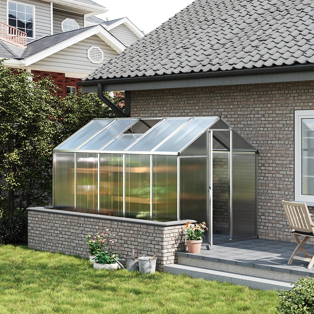 Aluminium Polycarbonate Apex Greenhouse Living and Home 