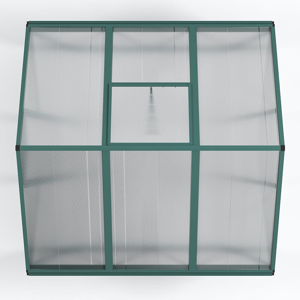 Aluminium Polycarbonate Apex Greenhouse With Green Border Living and Home 