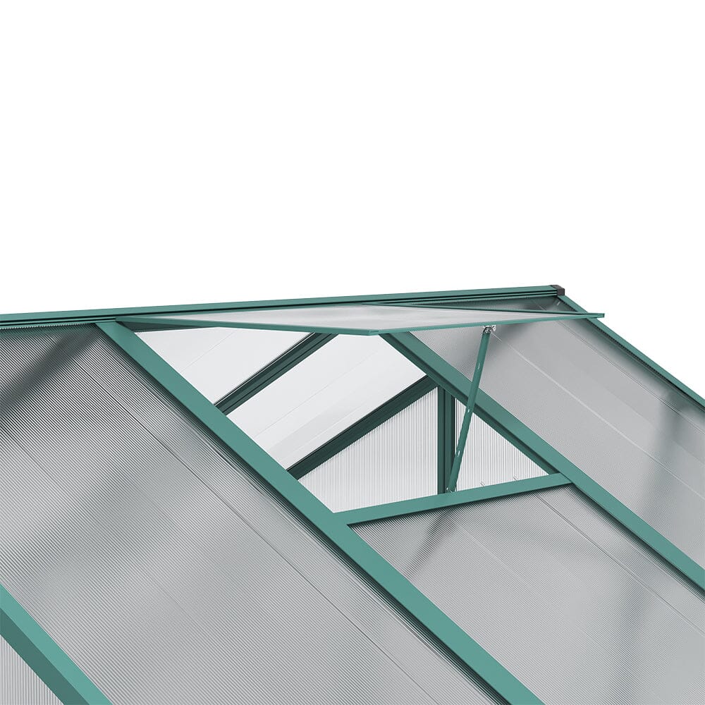 Aluminium Polycarbonate Apex Greenhouse With Green Border Living and Home 