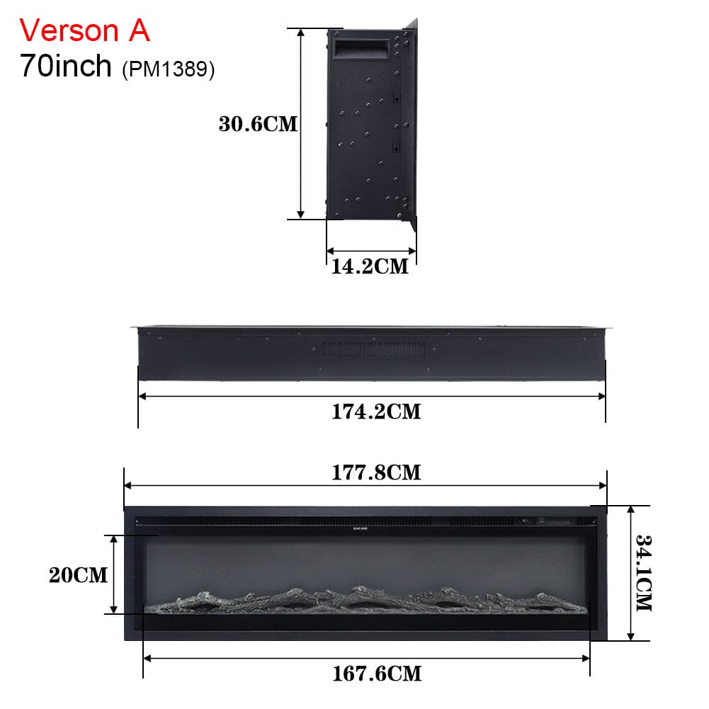 40/50/60/70/80 Inch Electric Fireplace 12 Colour LED Flame Effect Heater with Remote Control Freestanding Fireplaces Living and Home 