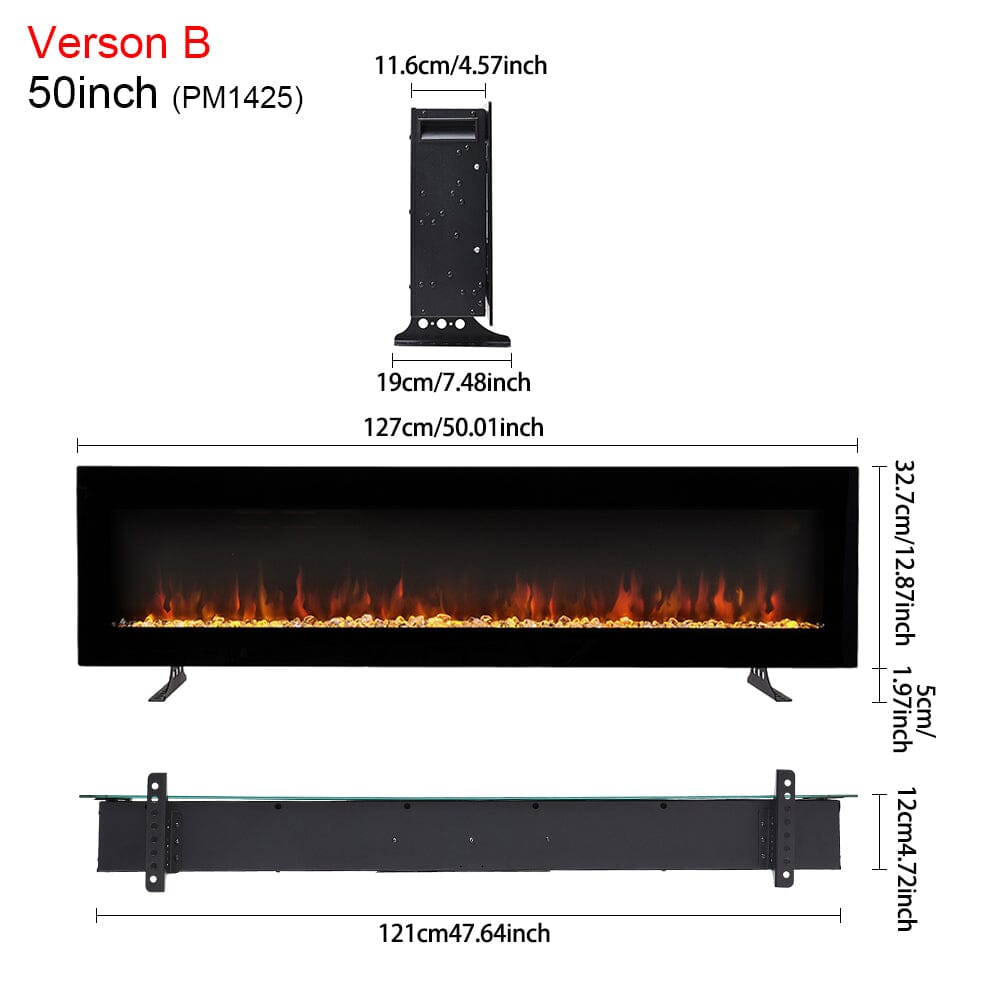 40/50/60/70/80 Inch Electric Fireplace 12 Colour LED Flame Effect Heater with Remote Control Freestanding Fireplaces Living and Home 