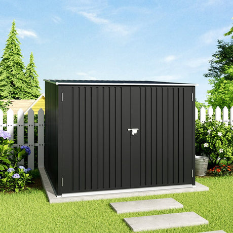 6ft Gardens Plan Galvanized Steel Bicycle Storage Shed Charcoal Black Living and Home 