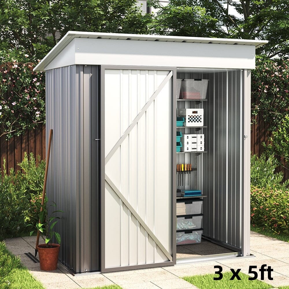 3×5 ft/ 4×6ft/ 6×8 ft/ 10×8ft/ 10×10ft/ 10×12ft Metal Outdoor Garden Storage Shed Motorcycle Sheds with Lockable Garden Sheds Living and Home 3 x 5ft 