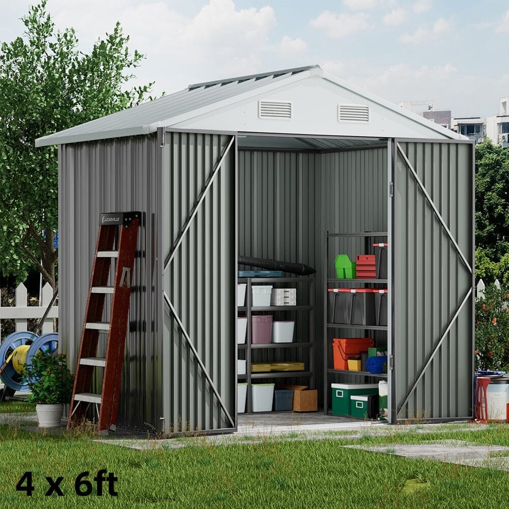4×6ft/ 6×8 ft/ 10×8ft/ 10×10ft/ 10×12ft Metal Outdoor Garden Storage Shed Motorcycle Sheds with Lockable Garden Sheds Living and Home 