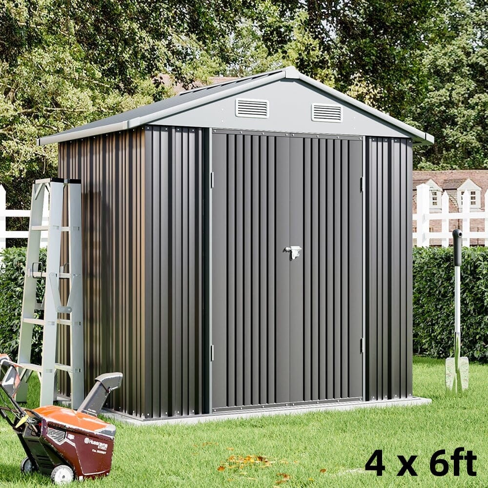 4×6ft/ 6×8 ft/ 10×8ft/ 10×10ft/ 10×12ft Metal Outdoor Garden Storage Shed Motorcycle Sheds with Lockable Garden Sheds Living and Home 