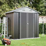 6.5 x 6ft Metal Garden Storage Shed Outdoor Storage Tool House with Lockable Door Garden Sheds Living and Home 