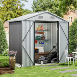 4 x 6ft Metal Garden Storage Shed Outdoor Storage Tool House with Lockable Door