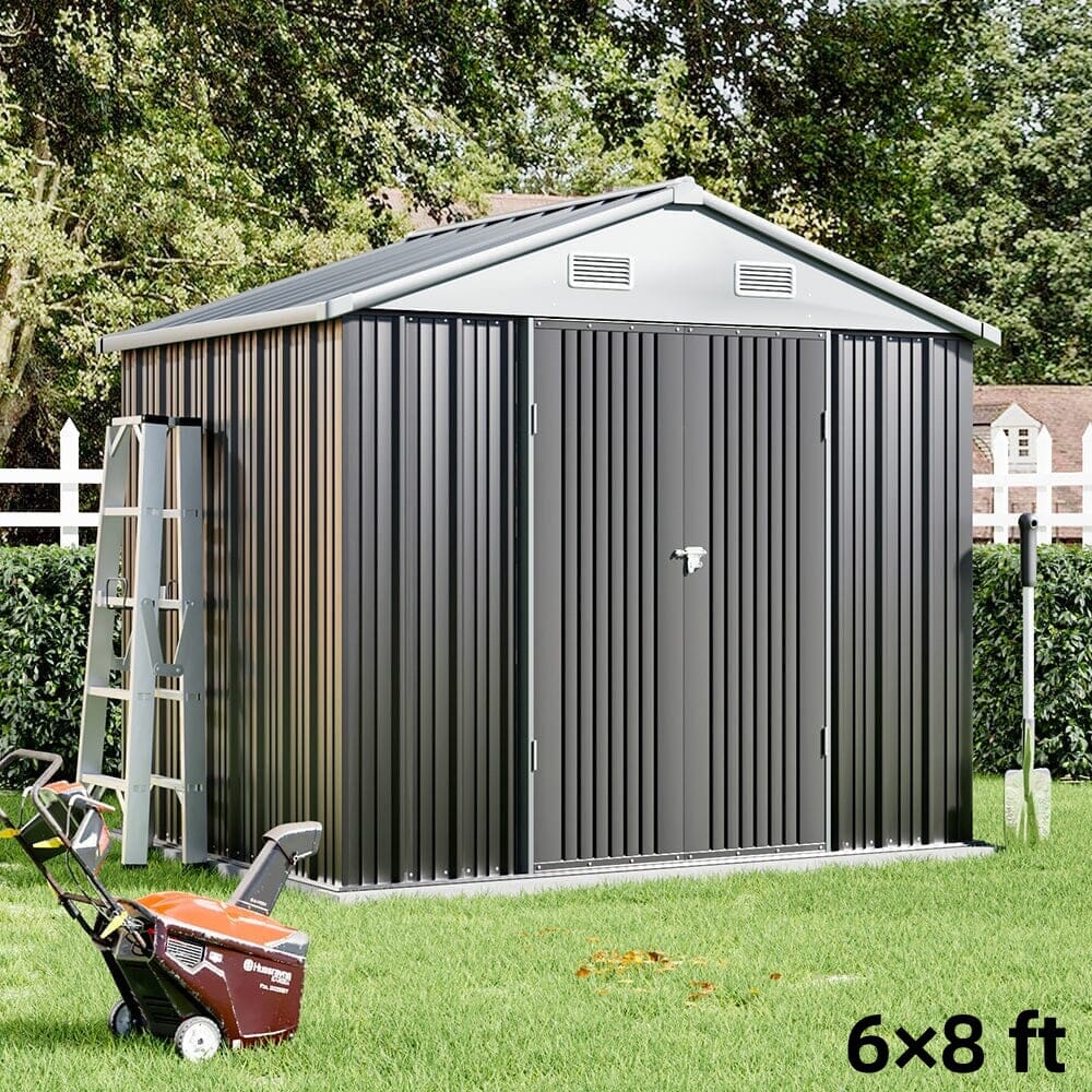 4×6ft/ 6×8 ft/ 10×8ft/ 10×10ft/ 10×12ft Metal Outdoor Garden Storage Shed Motorcycle Sheds with Lockable Garden Sheds Living and Home 