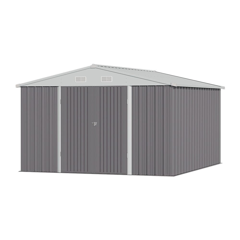 10.5 x 6.7ft Outdoor Garden Metal Storage Shed with Lockable Double Doors Garden Sheds Living and Home 