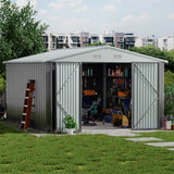 10.5 x 6.7ft Outdoor Garden Metal Storage Shed with Lockable Double Doors Garden Sheds Living and Home 