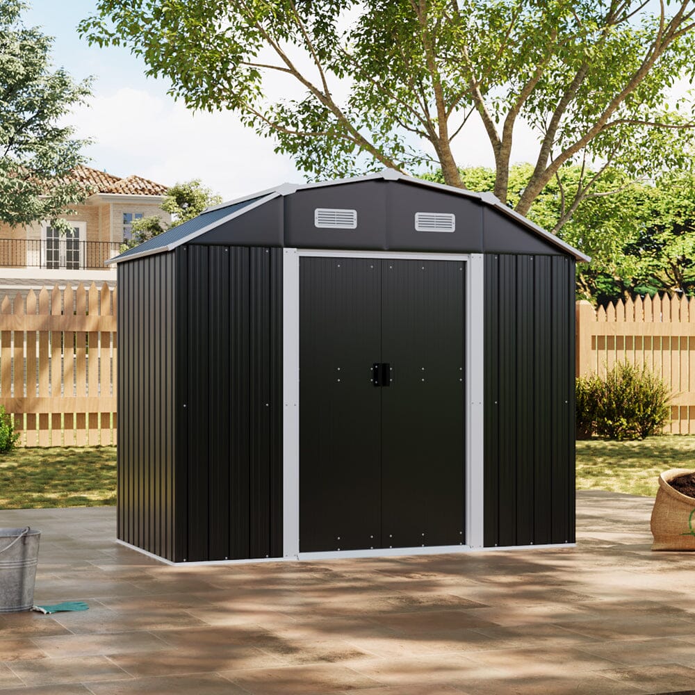 Large Galvanized Steel Acrylic Storage Shed Living and Home Black 