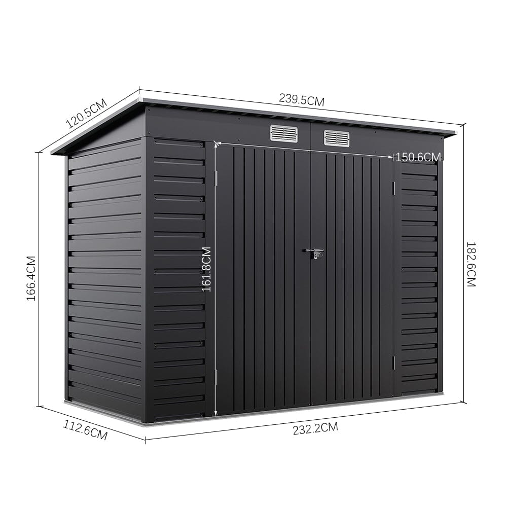 Outdoor Galvanized Steel Storage Shed with Dual Doors Living and Home 