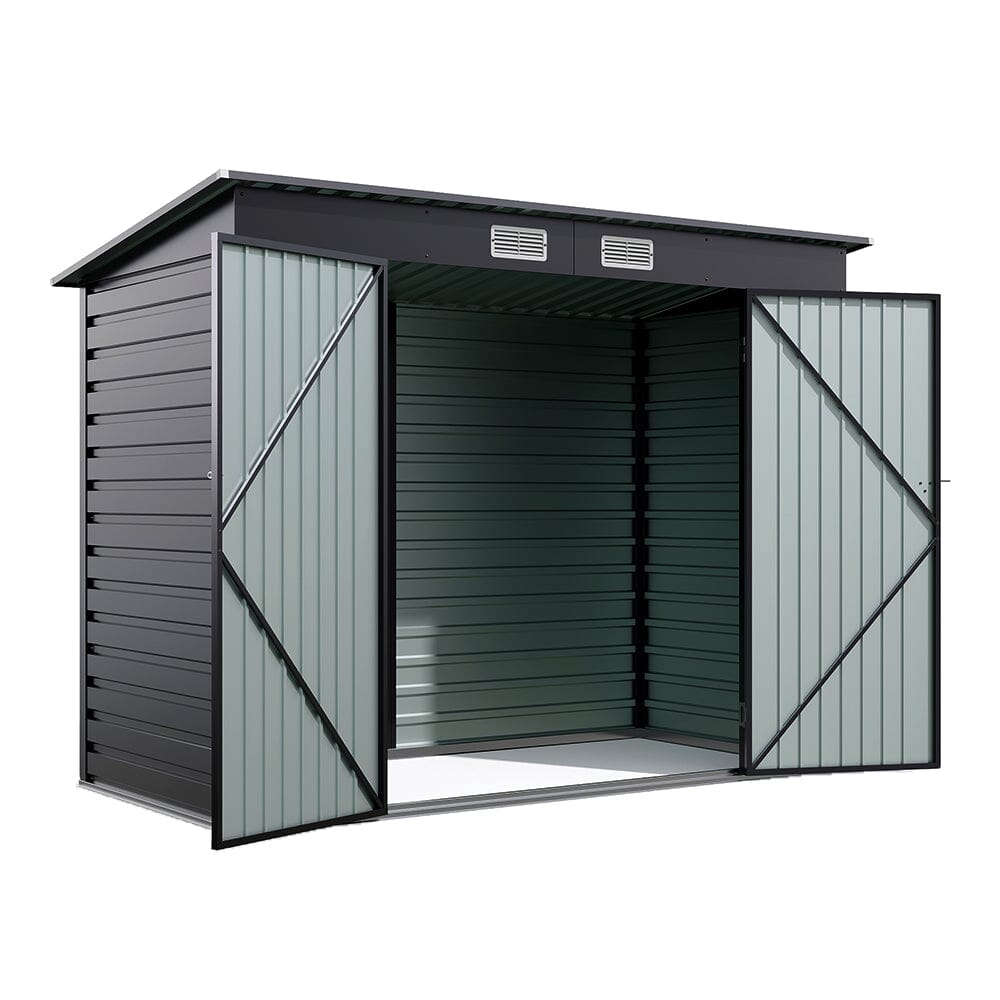 Outdoor Galvanized Steel Storage Shed with Dual Doors Living and Home 