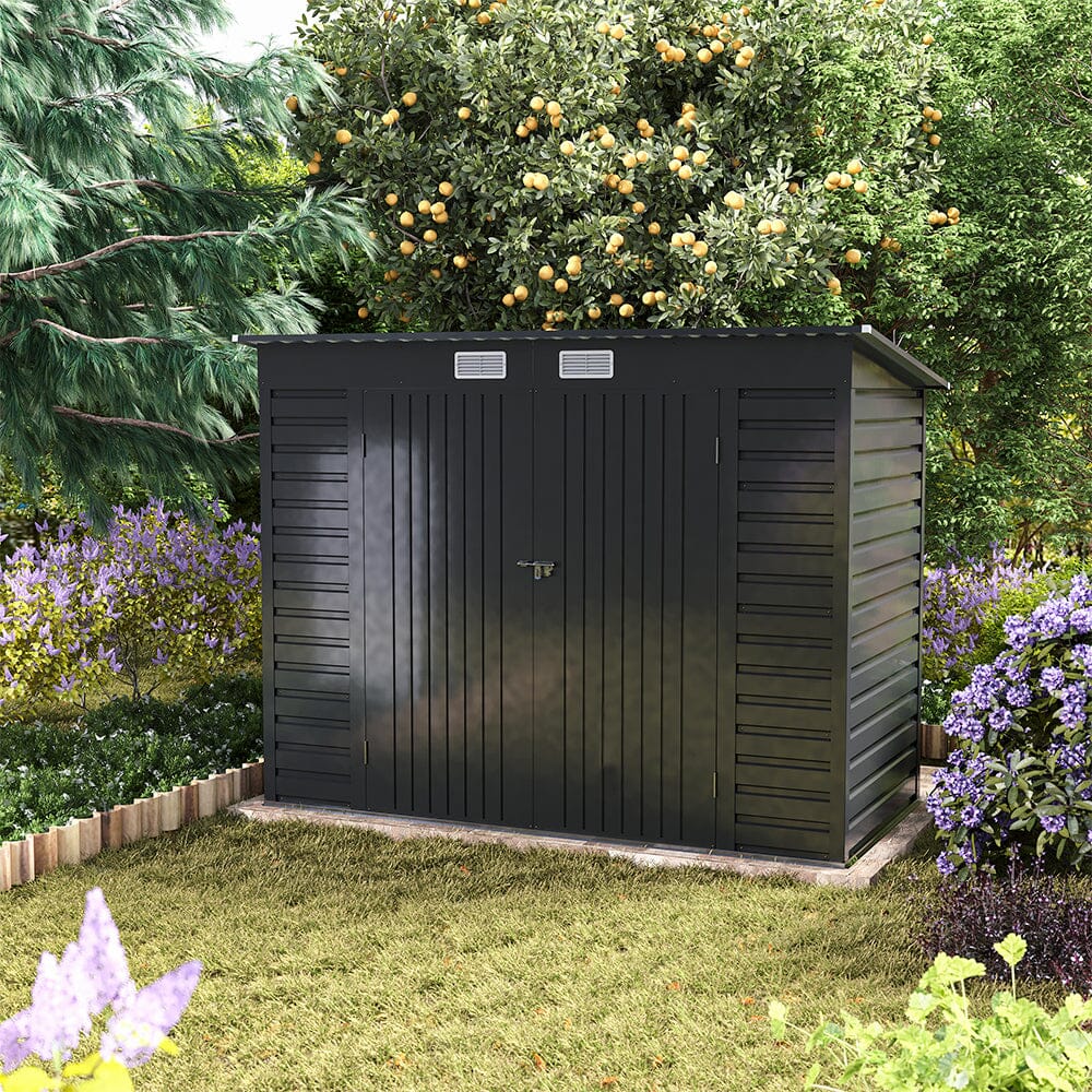 Outdoor Galvanized Steel Storage Shed with Dual Doors Living and Home 