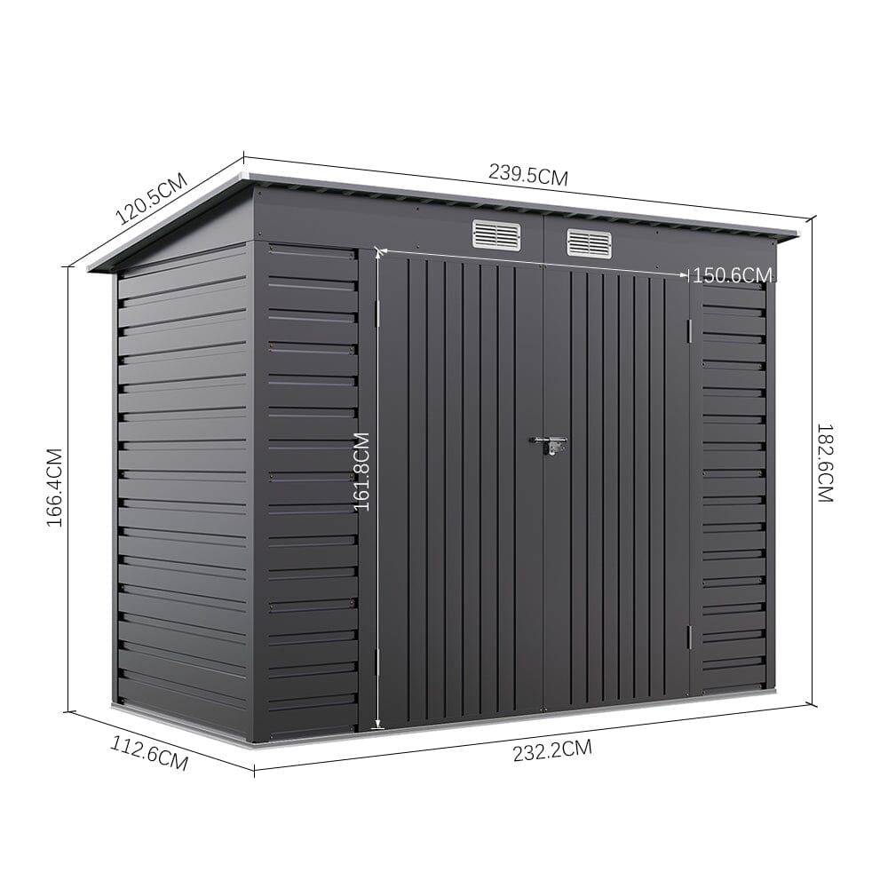 Outdoor Galvanized Steel Storage Shed with Dual Doors Living and Home 