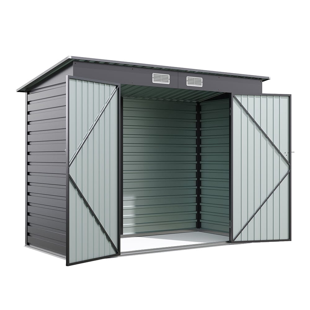 Outdoor Galvanized Steel Storage Shed with Dual Doors Living and Home 