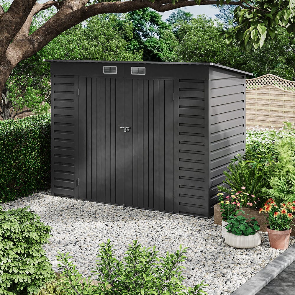 Outdoor Galvanized Steel Storage Shed with Dual Doors Living and Home 