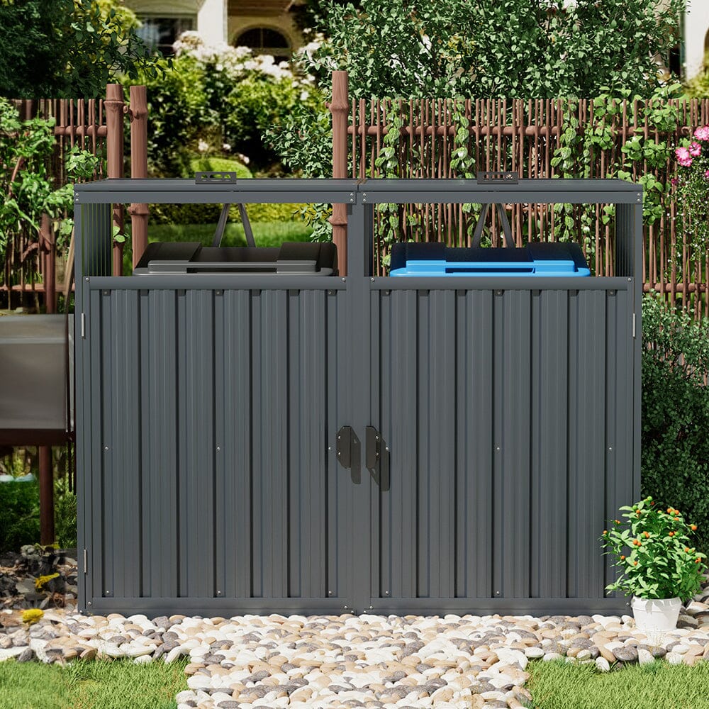Outdoor Metal Garbage Can Garden Storage Shed Living and Home 