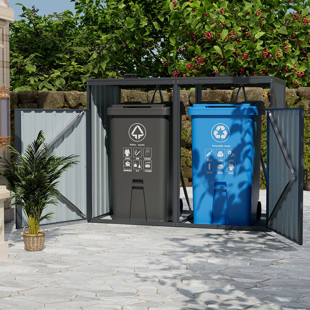 Outdoor Metal Garbage Can Garden Storage Shed Living and Home M 