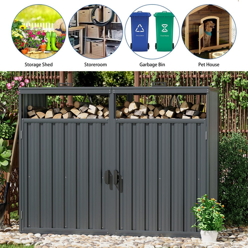 6ft/ 7ft Outdoor Metal Garbage Can Garden Storage Shed Living and Home 