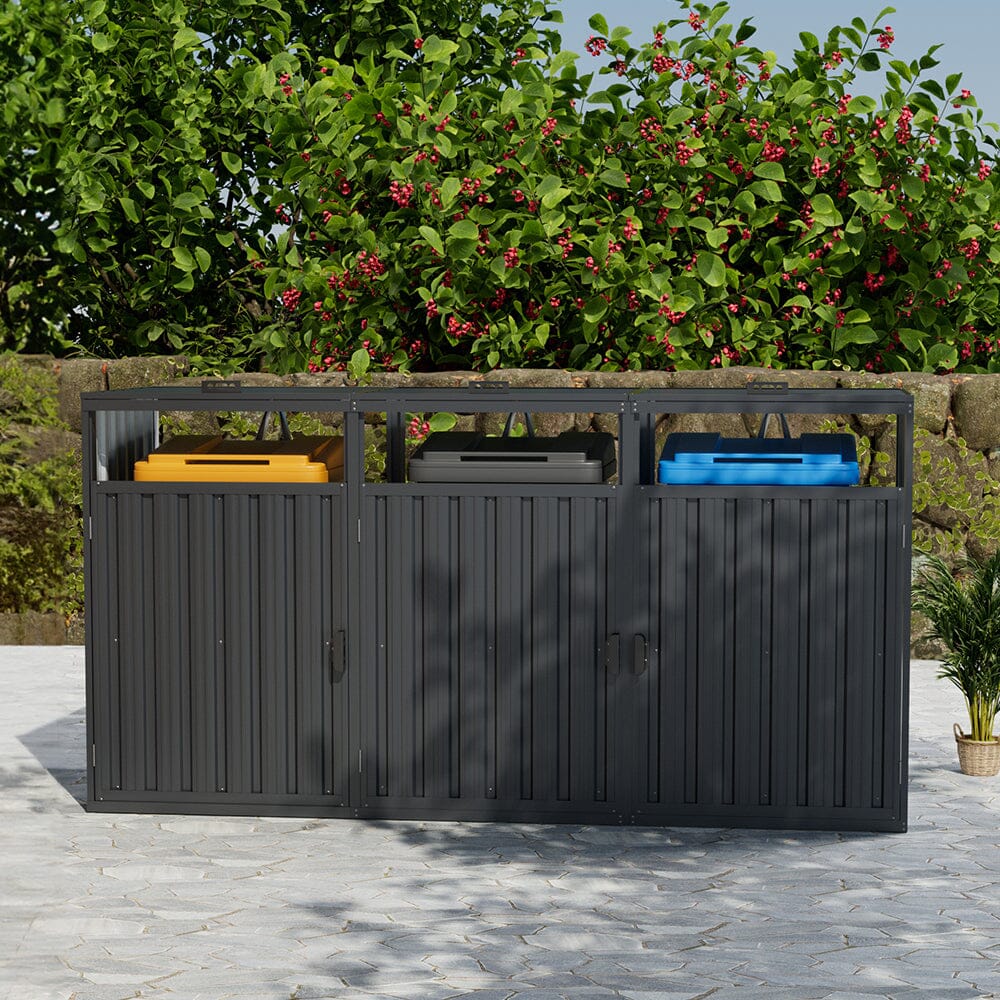 Outdoor Metal Garbage Can Garden Storage Shed Living and Home 