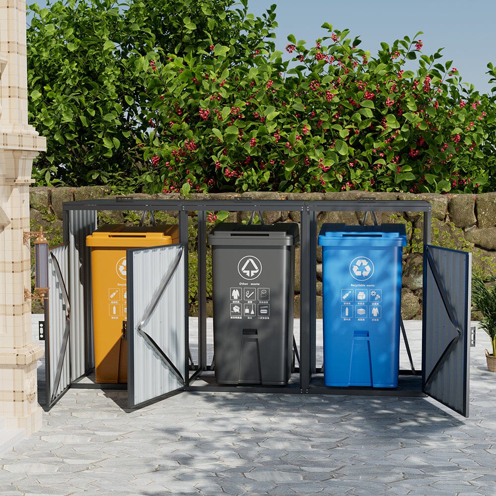 Outdoor Metal Garbage Can Garden Storage Shed Living and Home S 