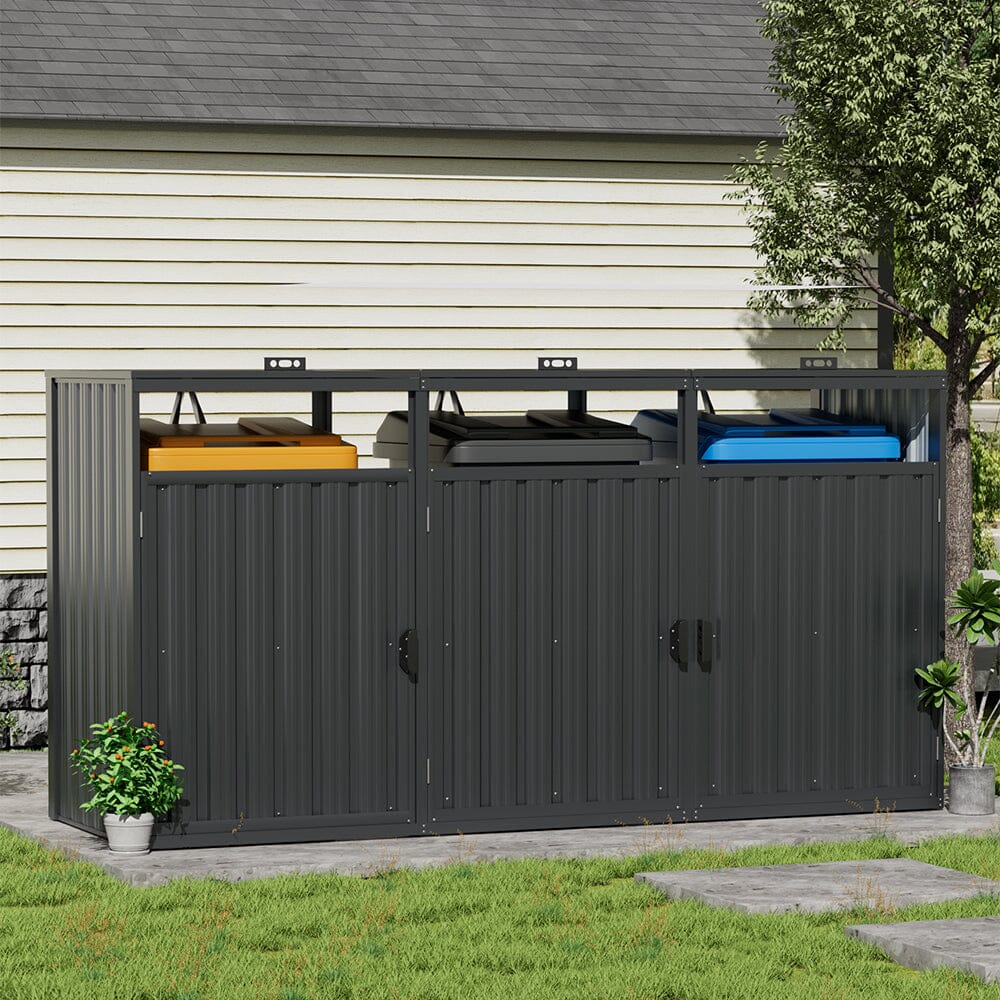 6ft/ 7ft Outdoor Metal Garbage Can Garden Storage Shed – Living and Home