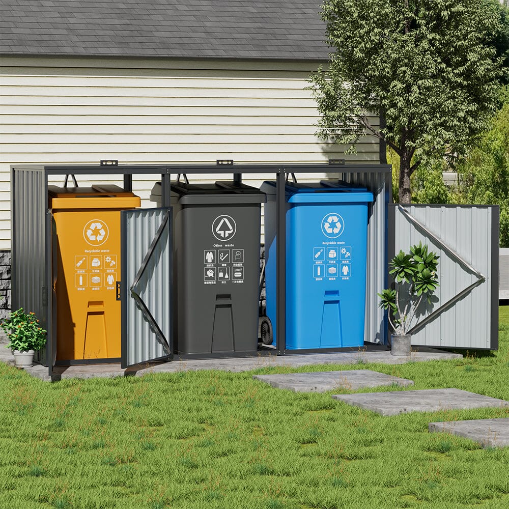 Outdoor Metal Garbage Can Garden Storage Shed Living and Home 