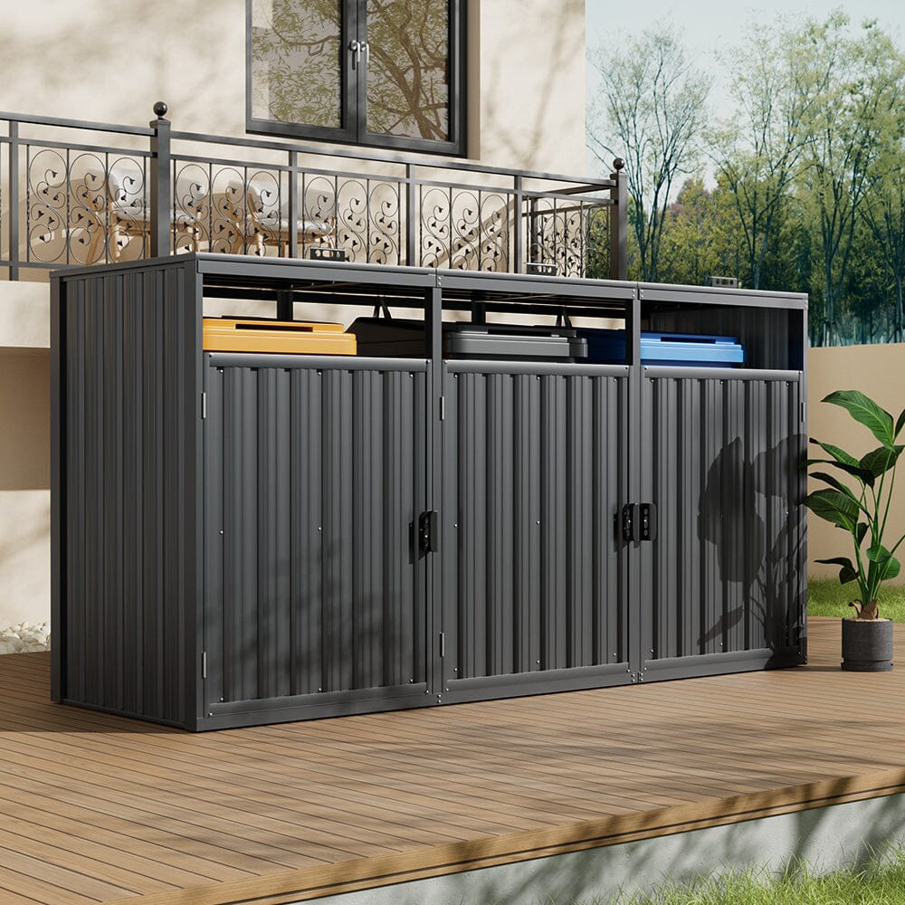 Outdoor Metal Garbage Can Garden Storage Shed Living and Home 