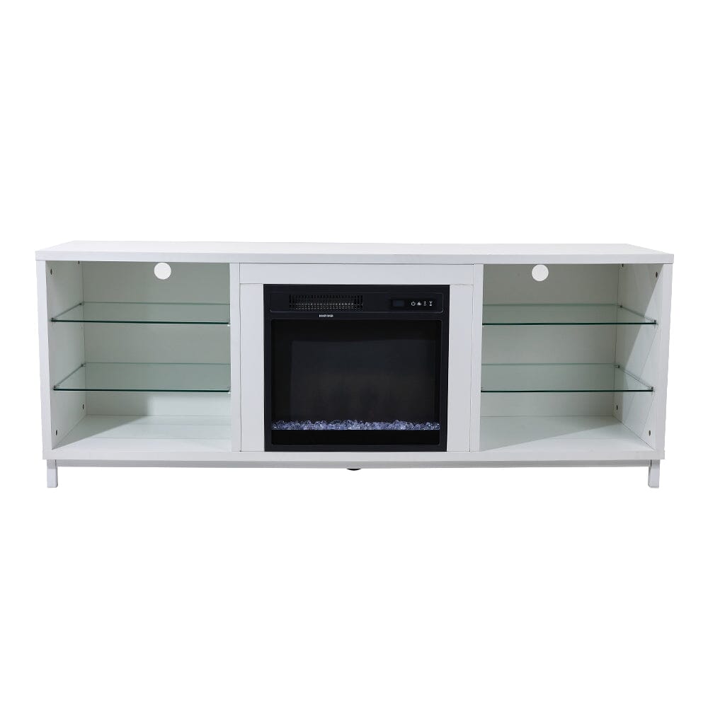 Freestanding TV Stand Entertainment Center with 18" Fireplace Living and Home 