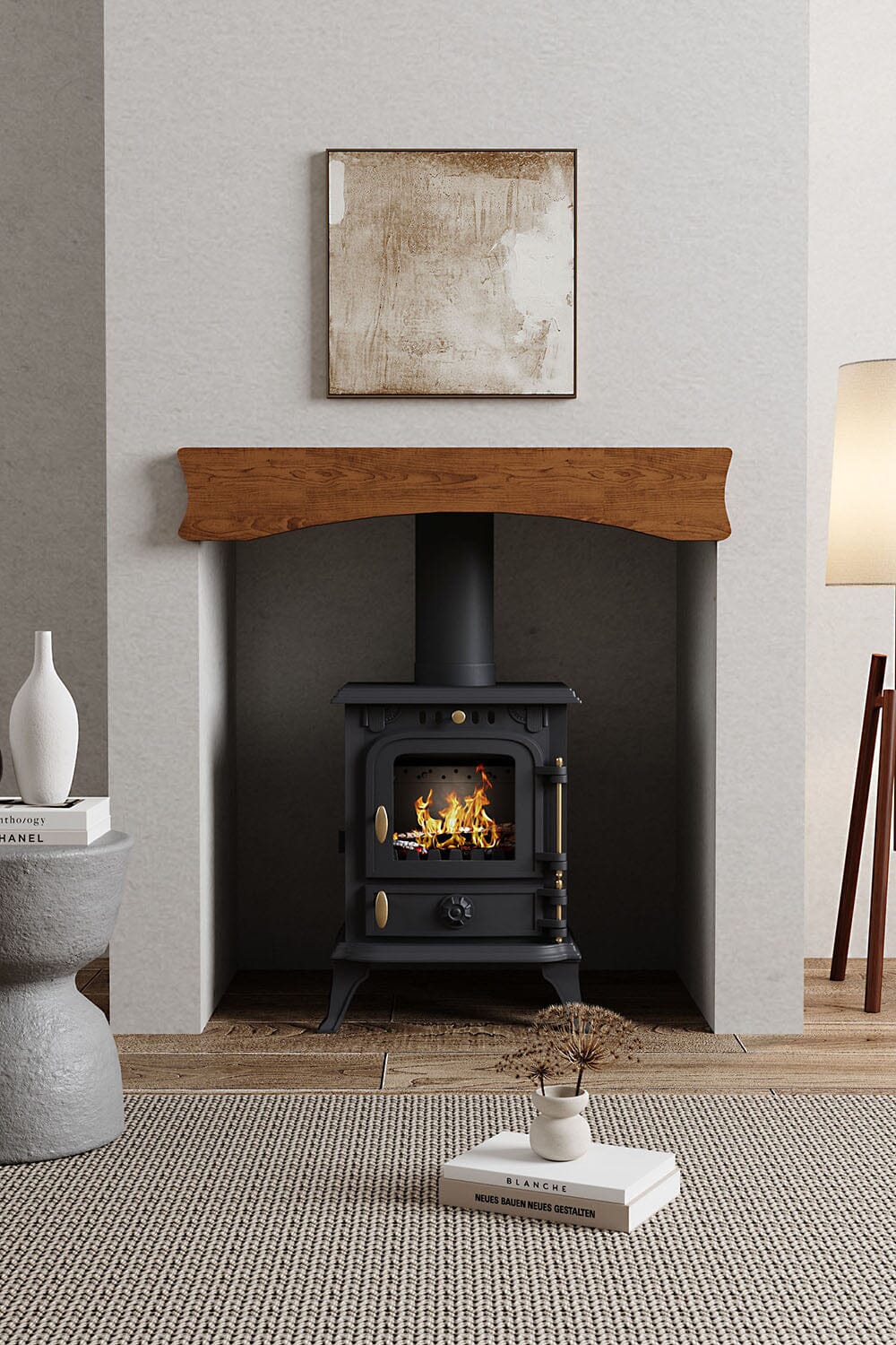 Freestanding Cast Iron Wood Burning Stove Fireplace Living and Home 