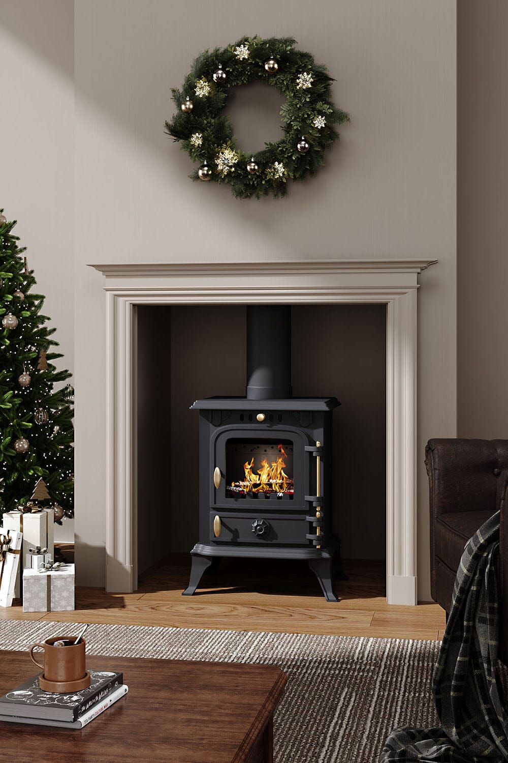 Freestanding Cast Iron Wood Burning Stove Fireplace Living and Home 