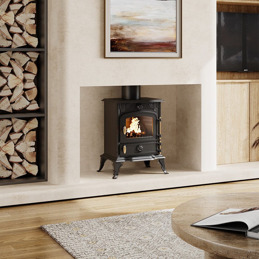Freestanding Cast Iron Wood Burning Stove Fireplace Living and Home 