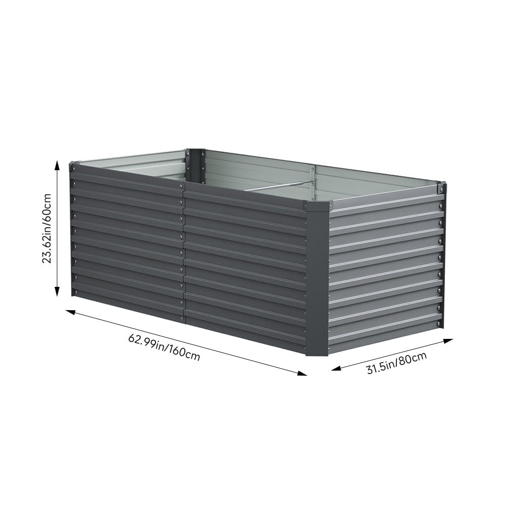 160×80×60CM Grey Metal Raised Garden Bed Lightsin UK 