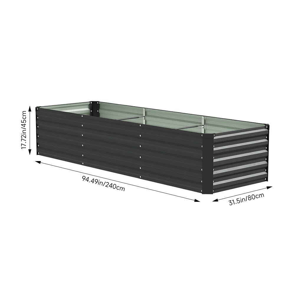 240×80×45CM Black Metal Raised Garden Bed Lightsin UK 