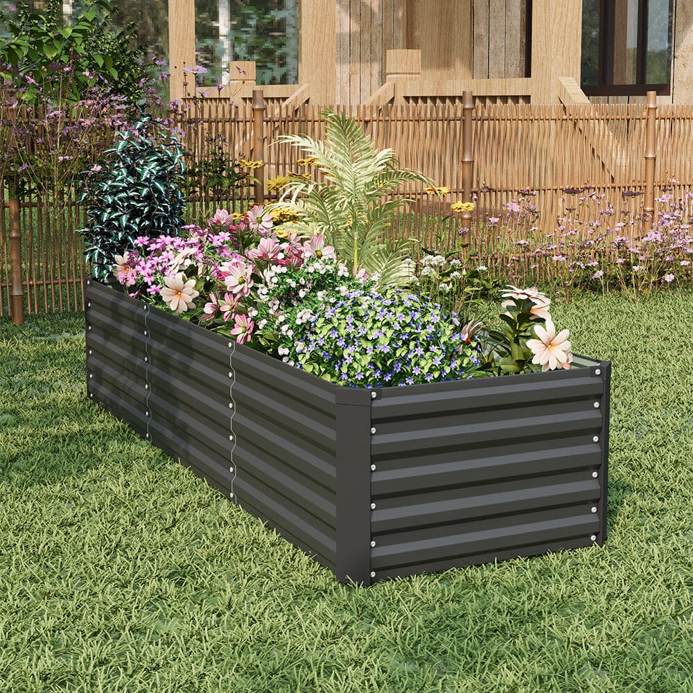240×80×45CM Black Metal Raised Garden Bed Lightsin UK 