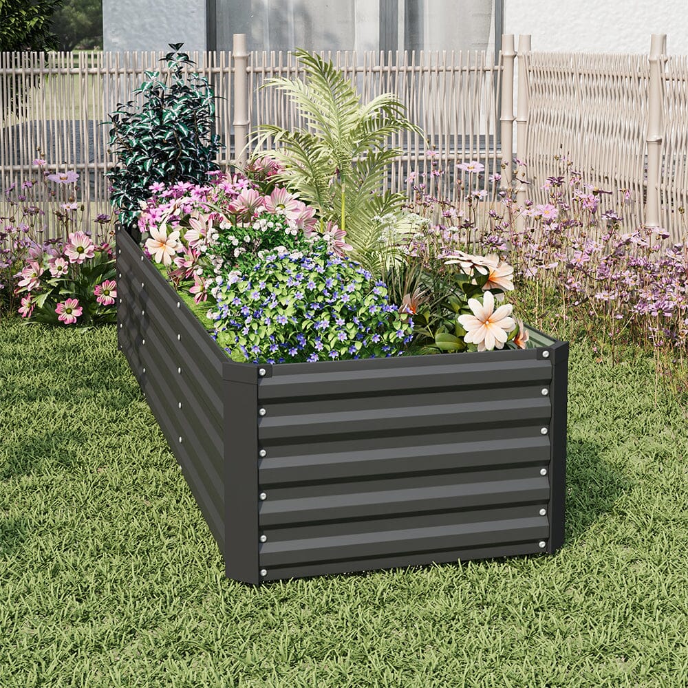240×80×45CM Black Metal Raised Garden Bed Lightsin UK 