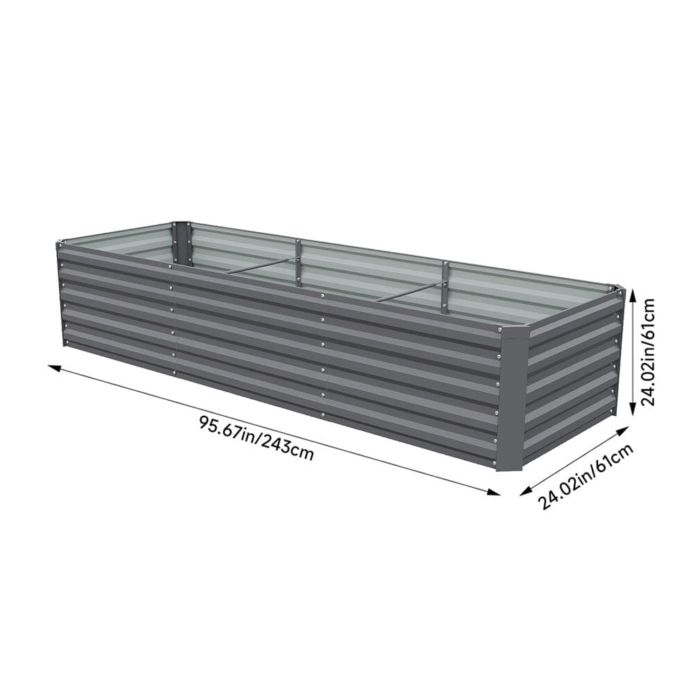 240×80×45CM Grey Metal Raised Garden Bed Lightsin UK 