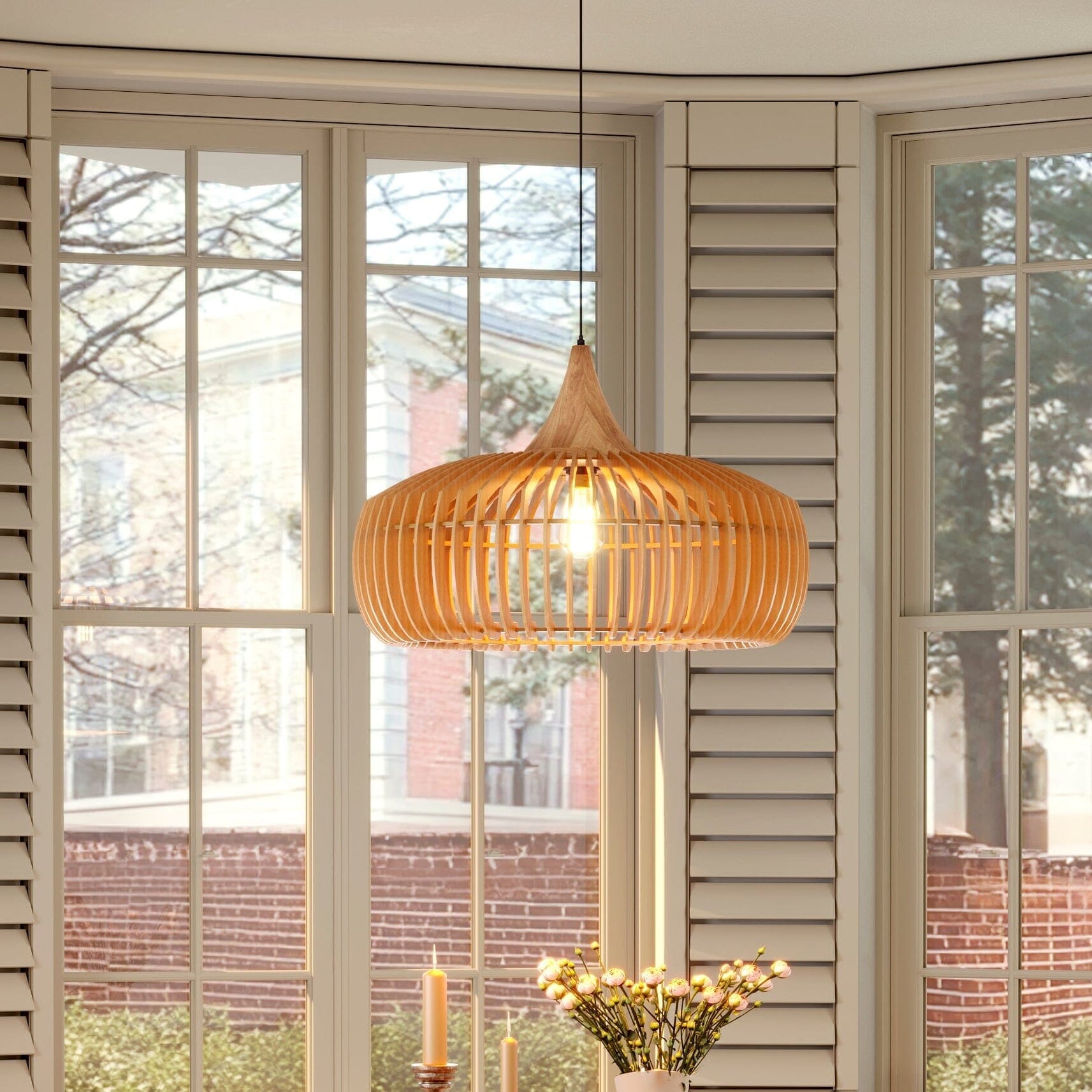 Lightsin Shadome-Handcrafted Wood Pendant Light for Kitchen Island and Modern Interiors Lightsin UK 