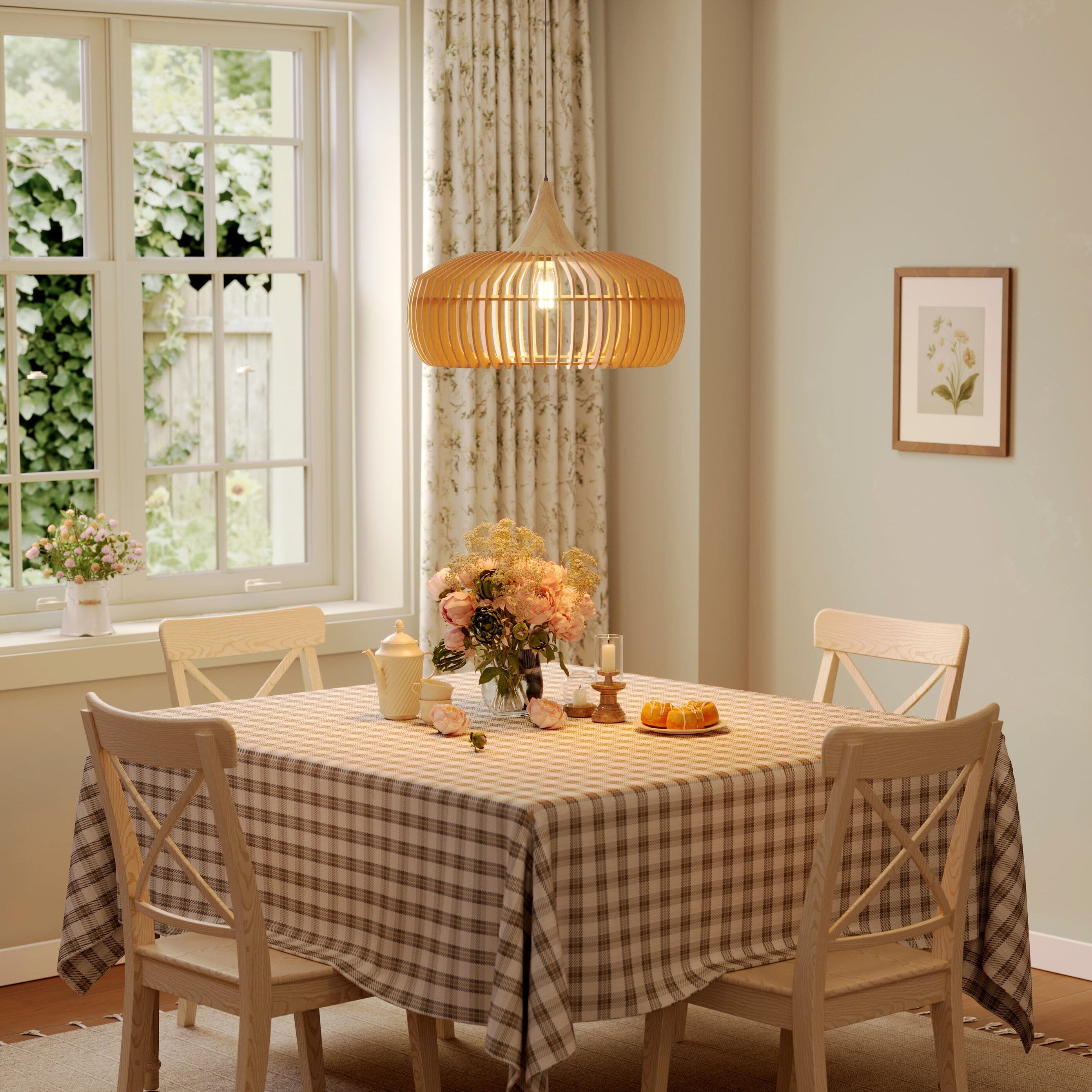 Shadome-Lightsin Handcrafted Wood Pendant Light for Kitchen Island and Modern Interiors Lightsin UK D55cm 