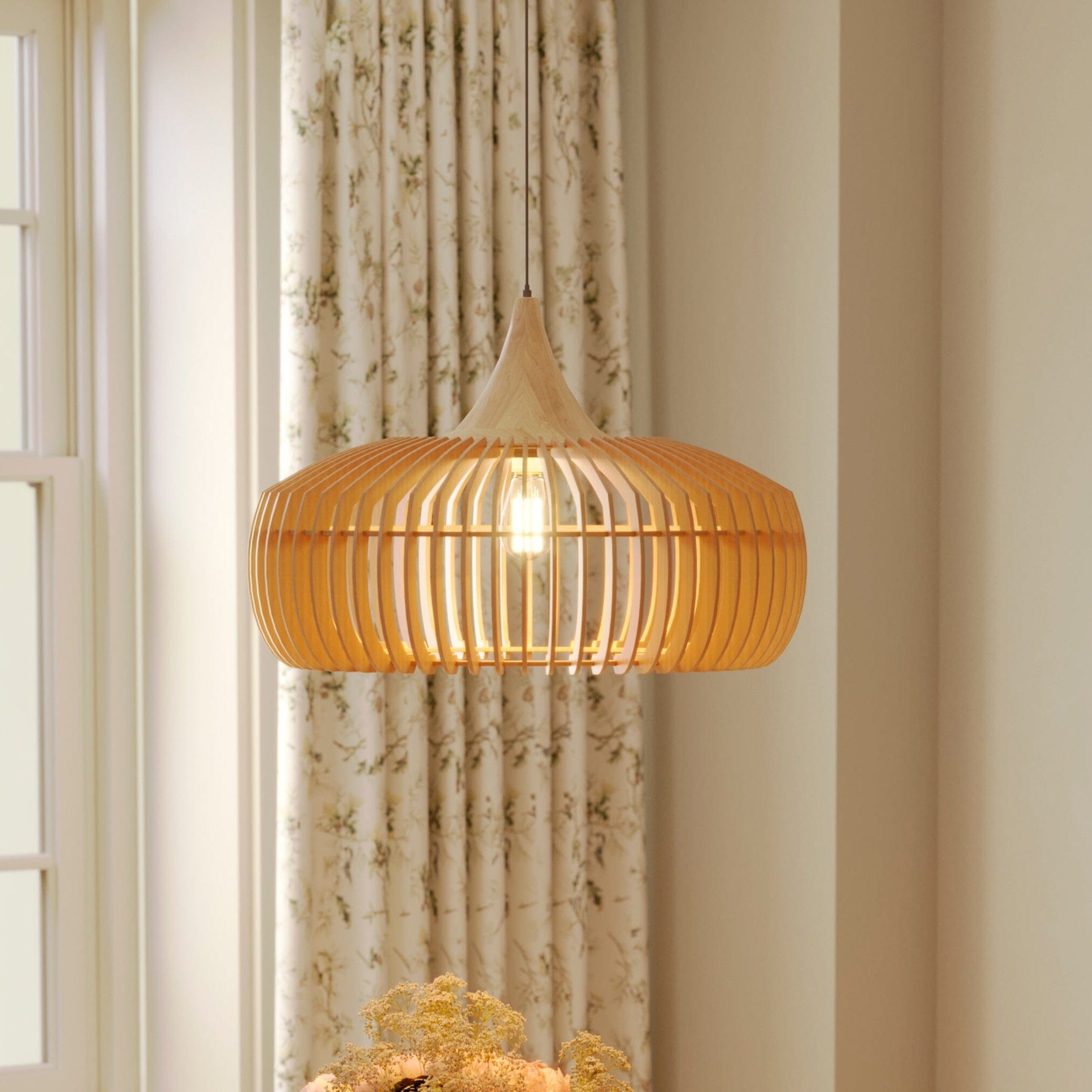 ‍Lightsin Shadome-Handcrafted Wood Pendant Light for Kitchen Island and Modern Interiors (100% off) Lightsin UK 