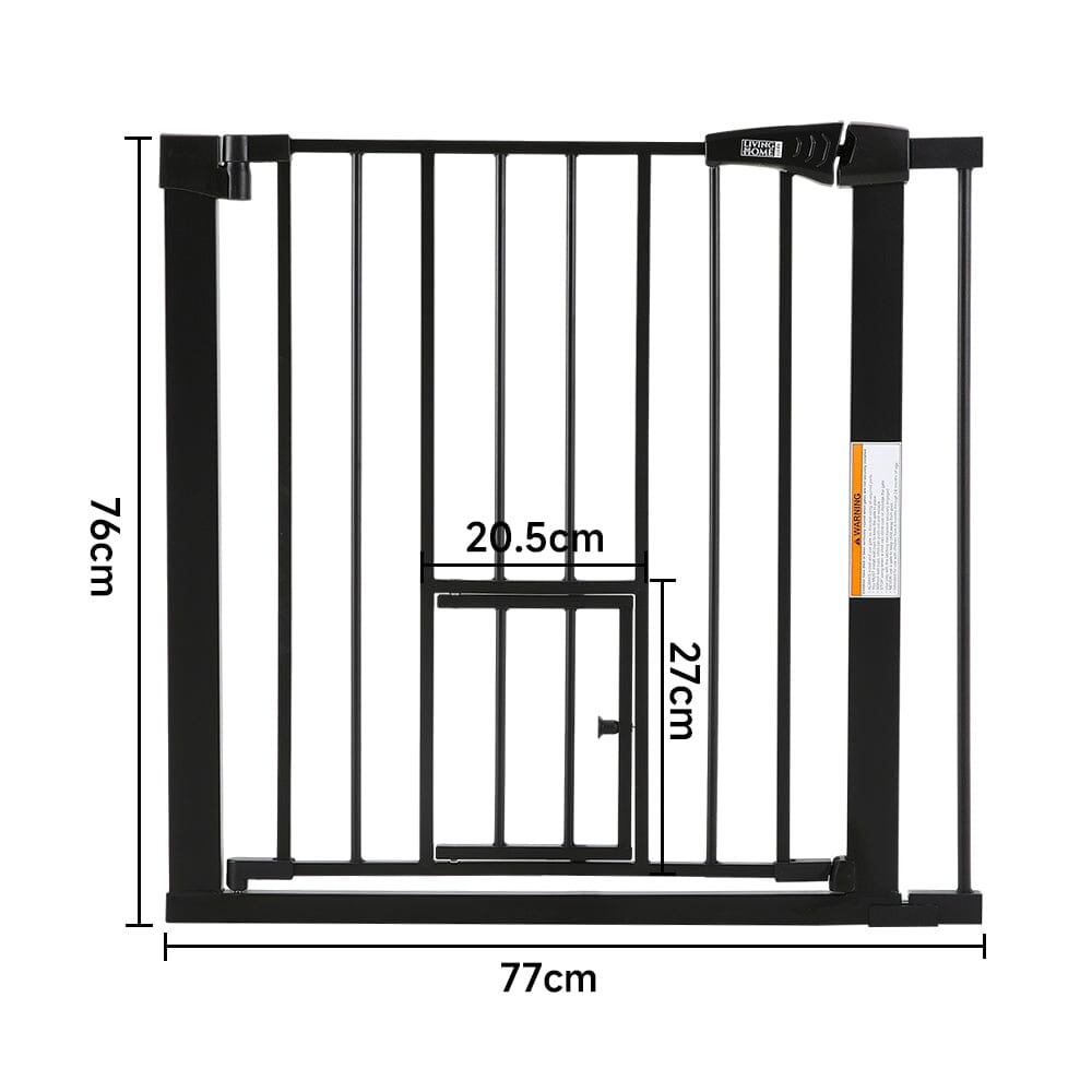 Pet Safety Gate Stair Pressure Fit with Lockable Cat Flap Pet Gates Living and Home 