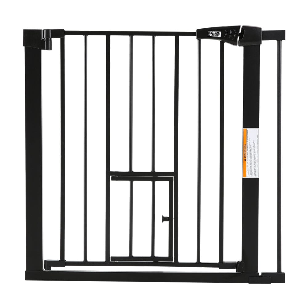 Pet Safety Gate Stair Pressure Fit with Lockable Cat Flap Living and Home