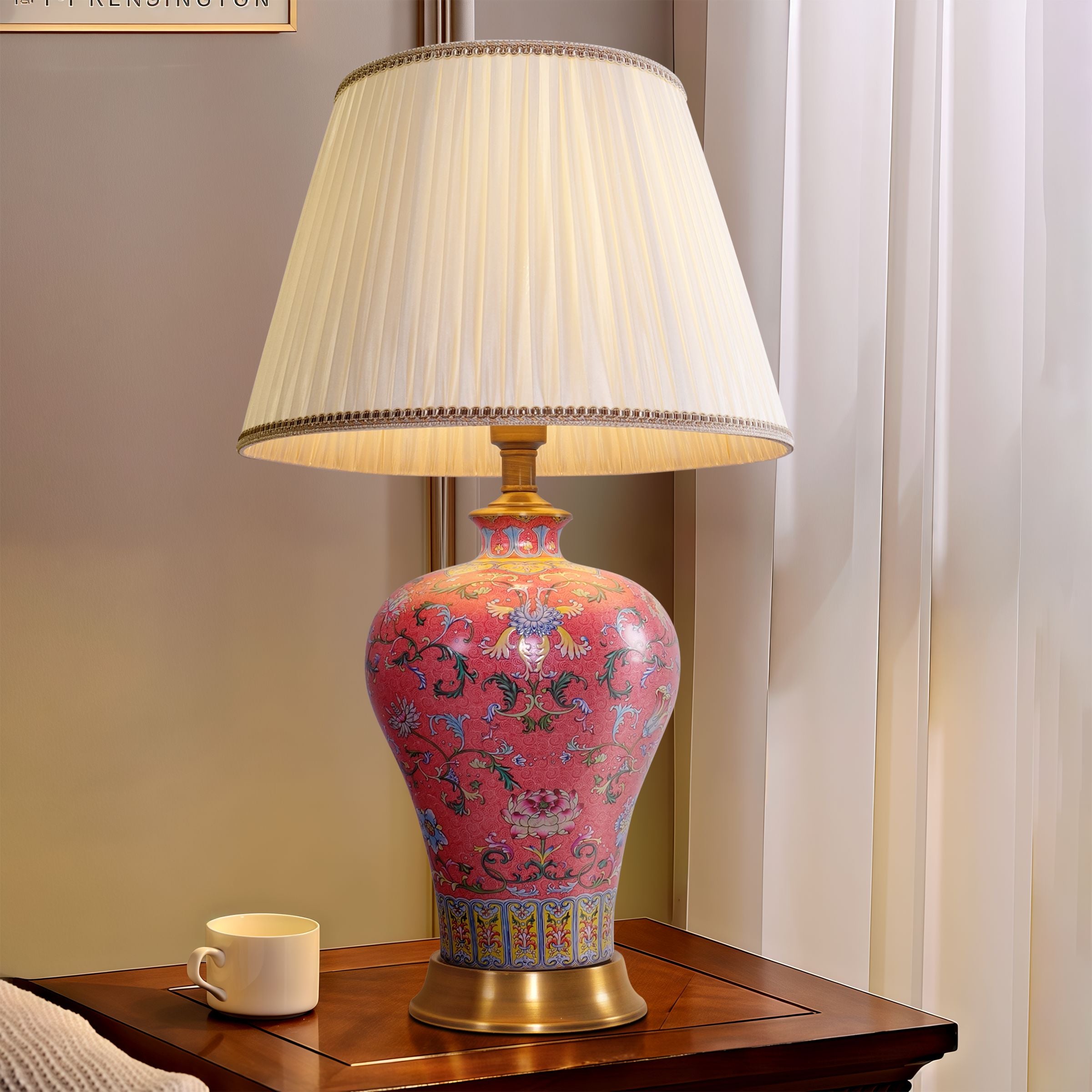 Lightsin Vibrant Ceramic Table Lamps for Living Room – Handcrafted Design with Warm Fabric Shade Lightsin UK 