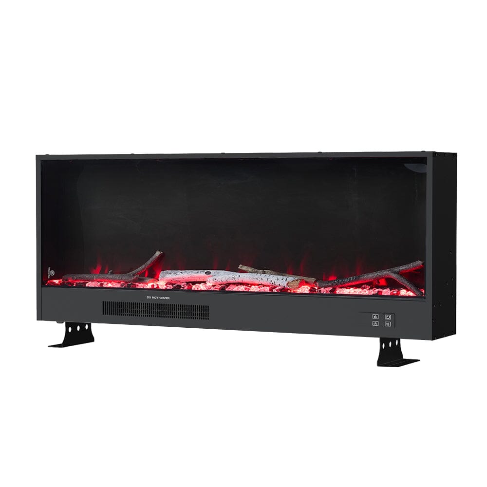 Smallbee 117.5cm Electric Fireplace with WiFi, LED Display, Resin Logs & Crystal Stones, Heating Function Smallbee UK 